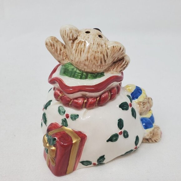 Holiday Elf Bear Salt Pepper Shaker Set, 2003 Fitz and Floyd Christmas - Picture 6 of 11